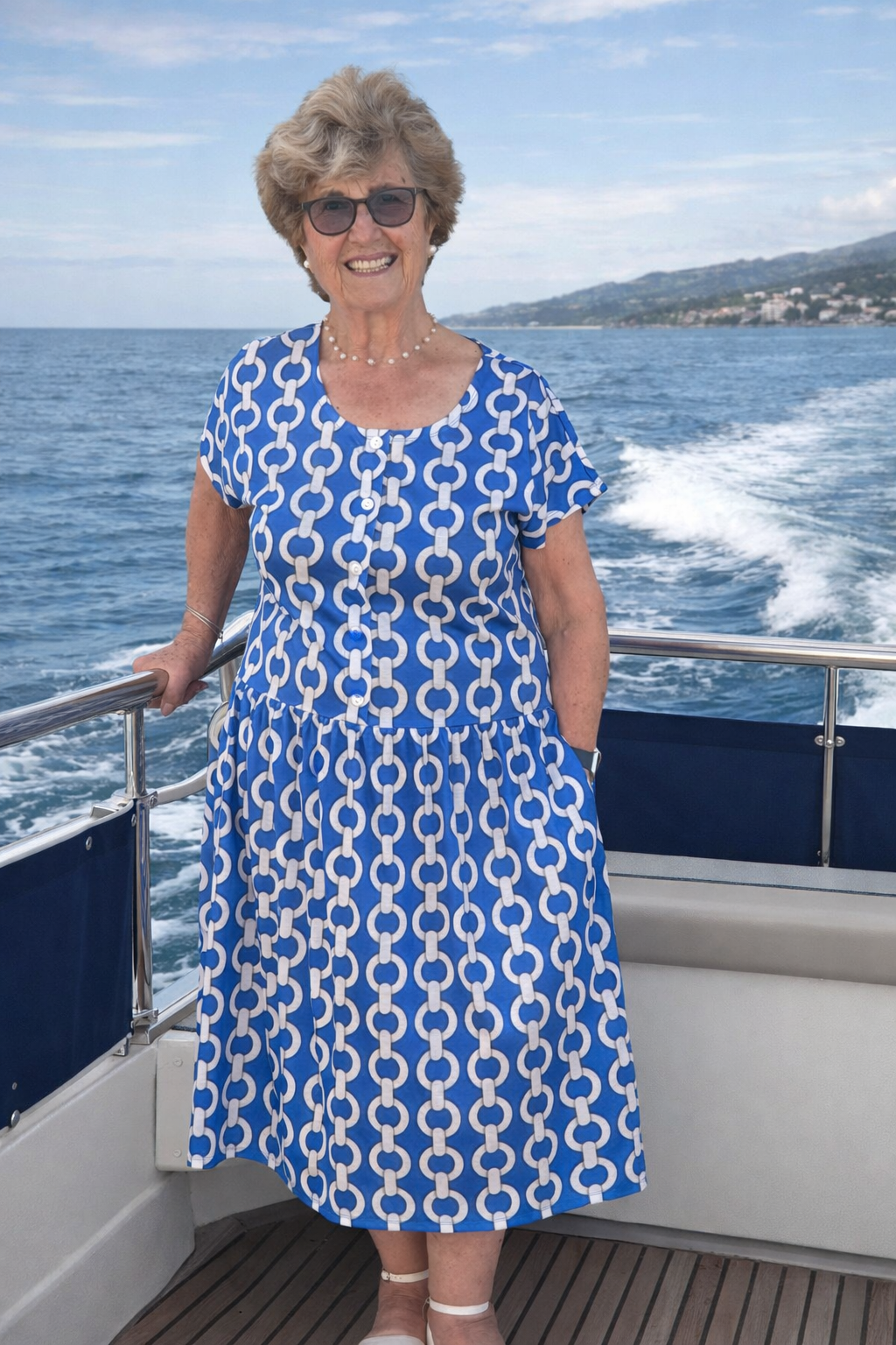 Chianti Chain Drop Waist Dress with Short Sleeve