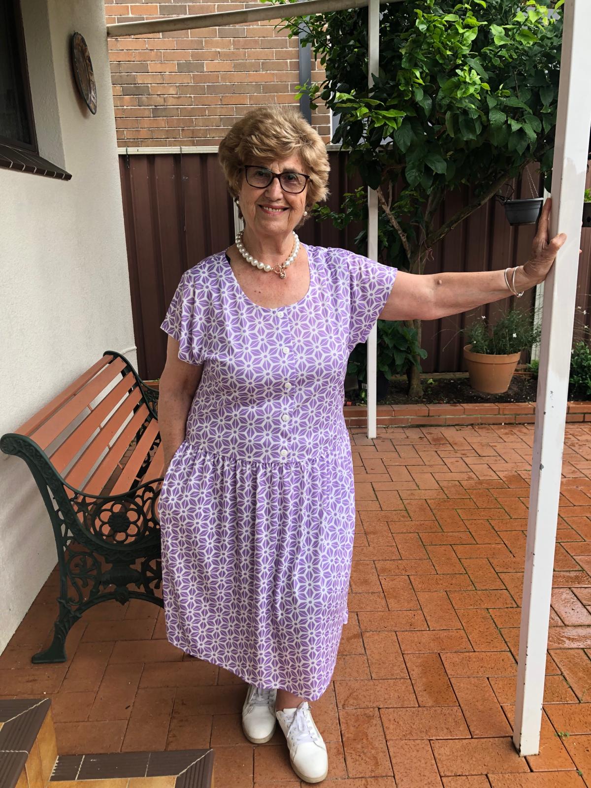 Diamond Belle Drop Waist Dress With Short Sleeves