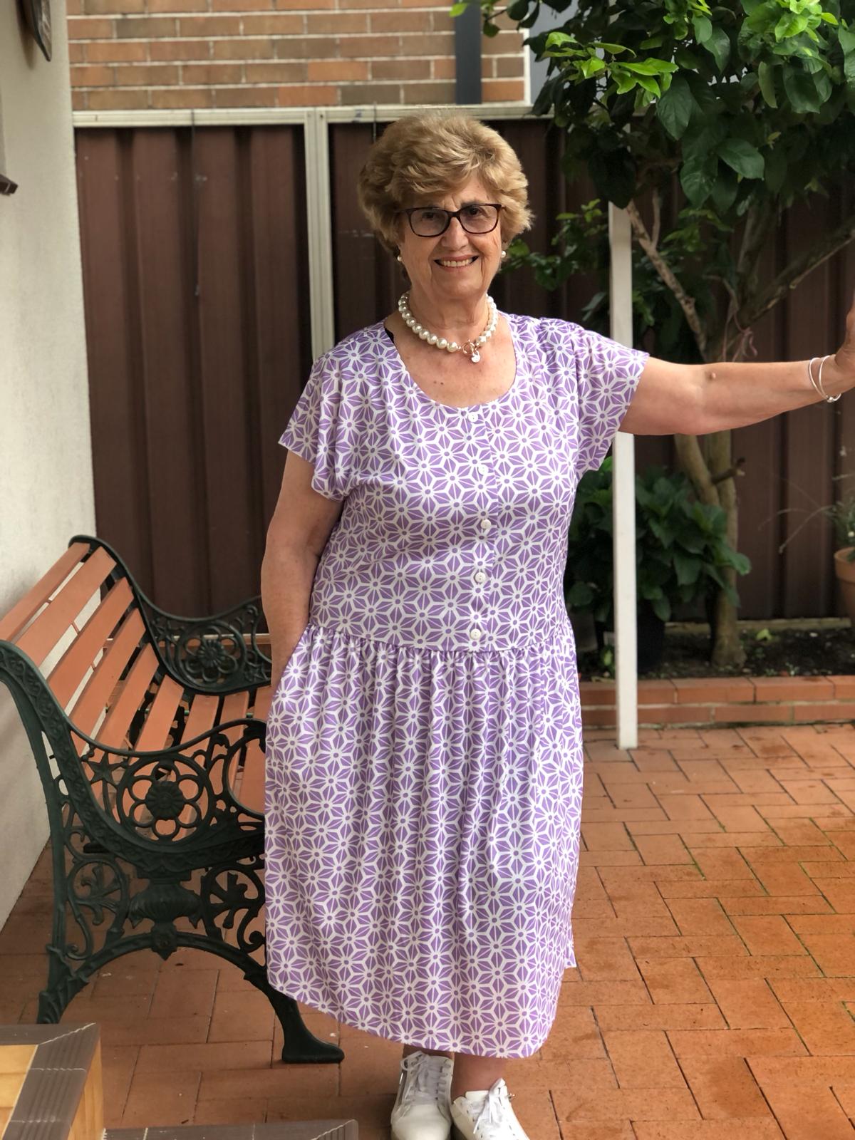 Diamond Belle Drop Waist Dress With Short Sleeves