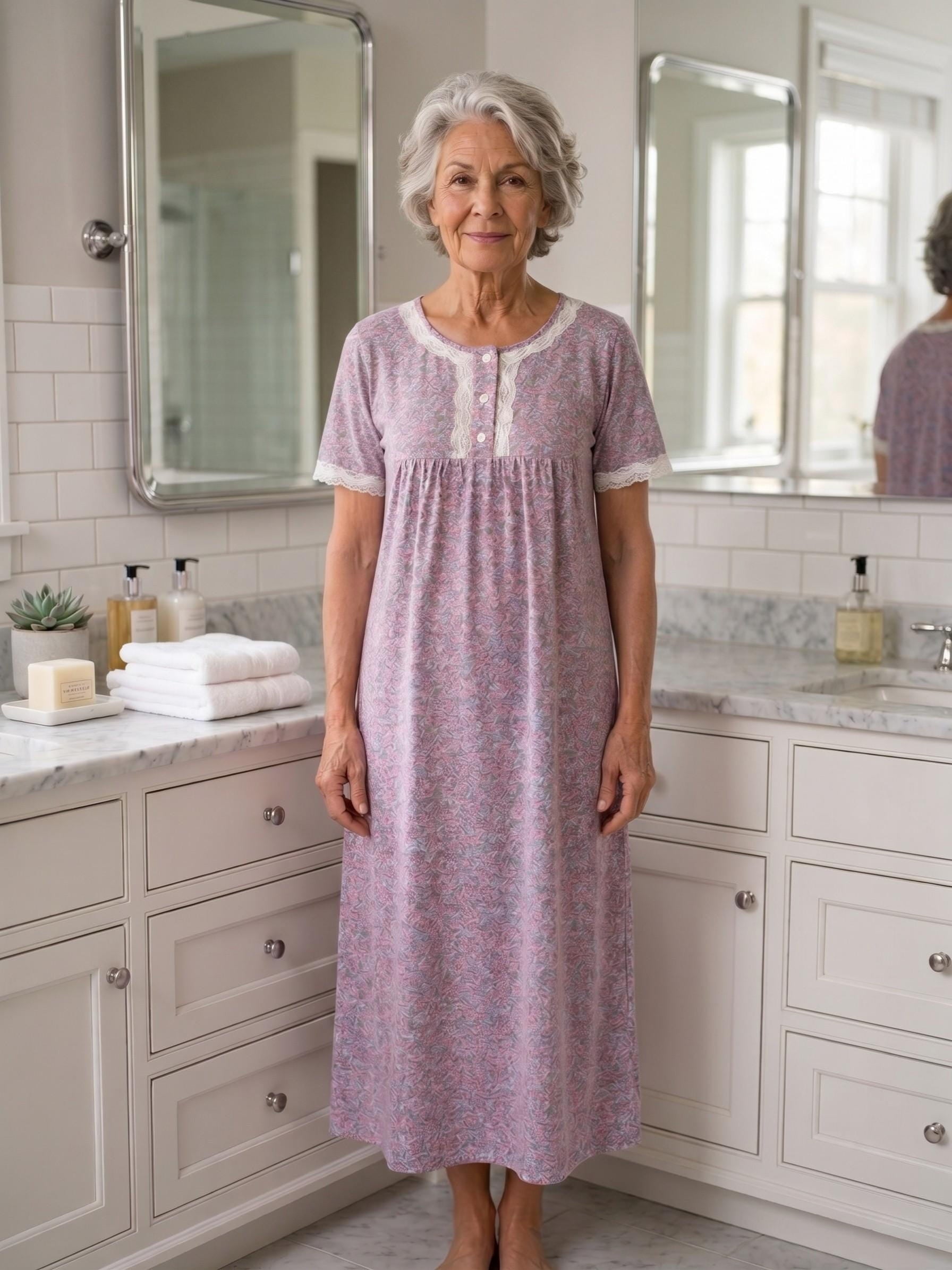 Floral Bliss Night Dress with Pocket