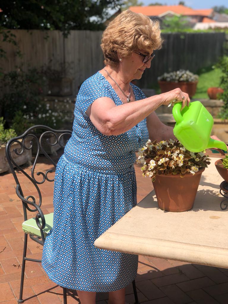 Geometric Print Drop Waist Dress With Short Sleeves