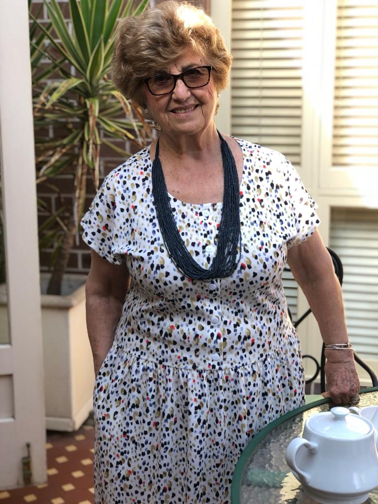 Multi Dot Drop Waist Dress With Short Sleeves & Pockets