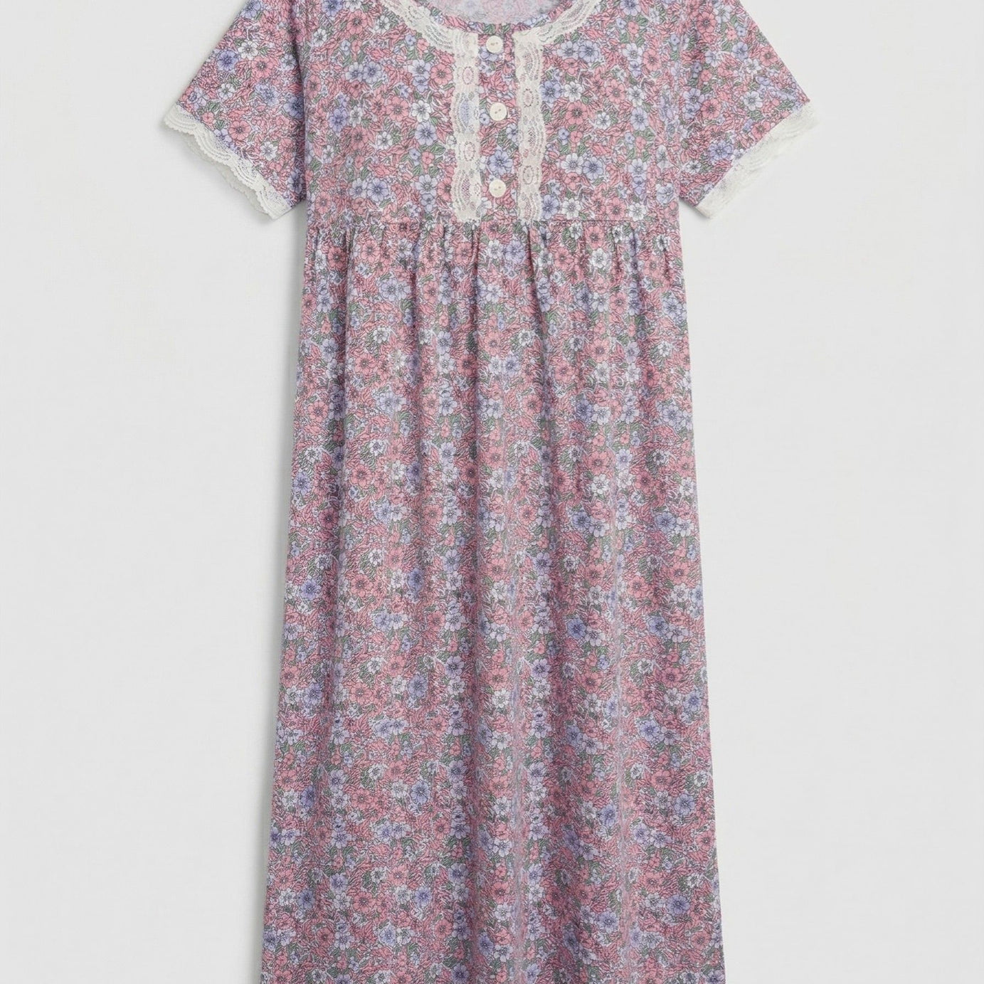 Floral Bliss Night Dress with Pocket