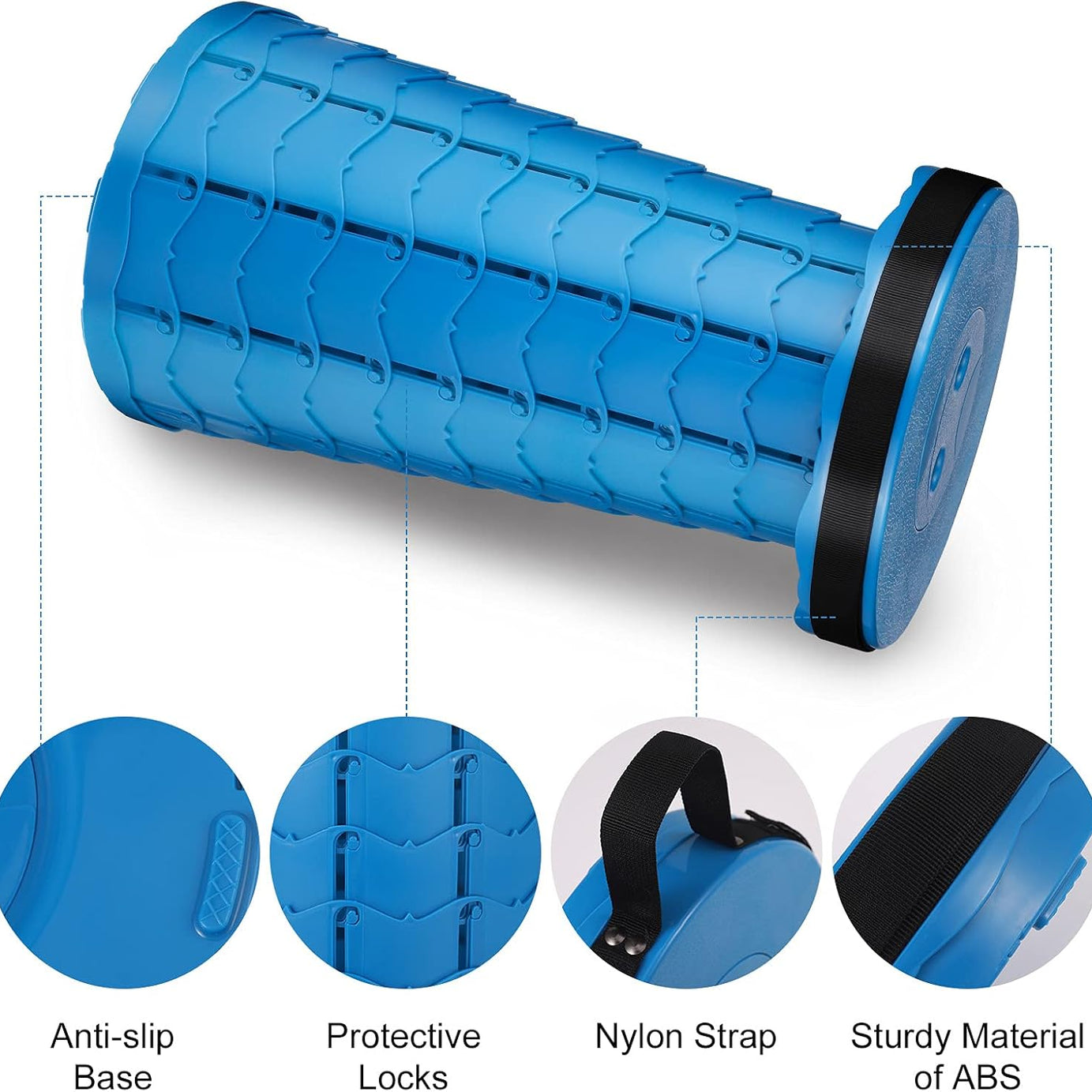 EasyOn EasyOff Folding Stool with Strap-on