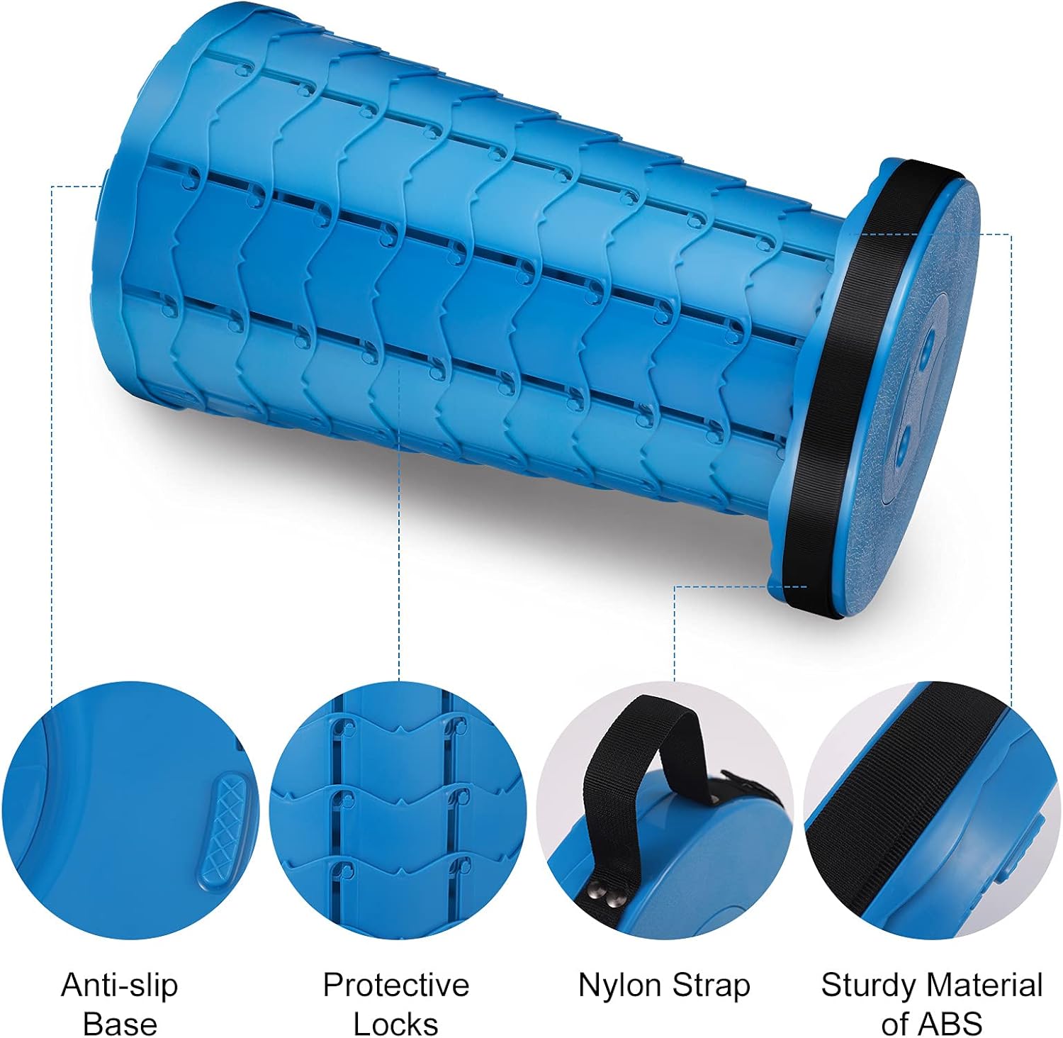 EasyOn EasyOff Folding Stool with Strap-on