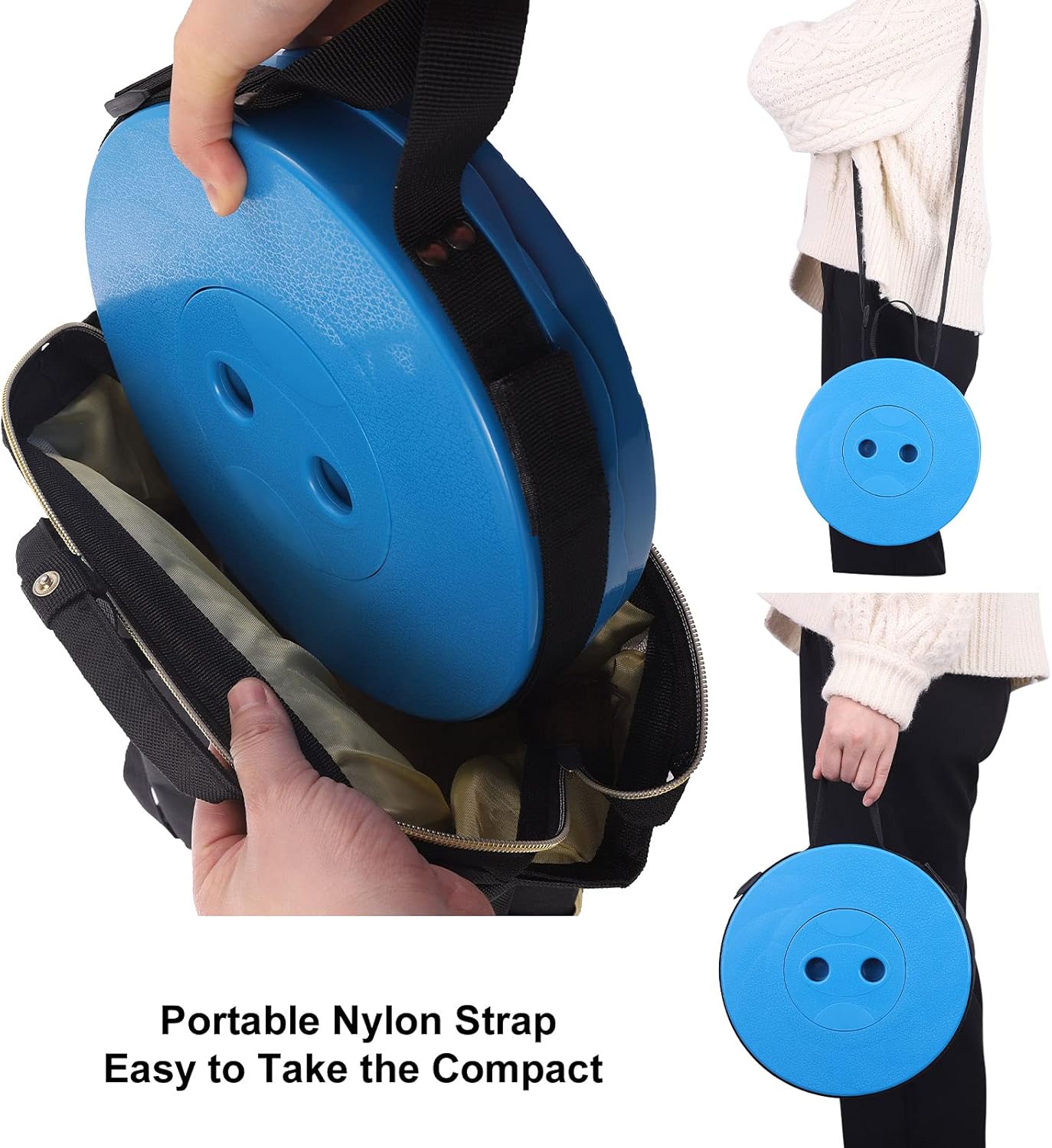 EasyOn EasyOff Folding Stool with Strap-on