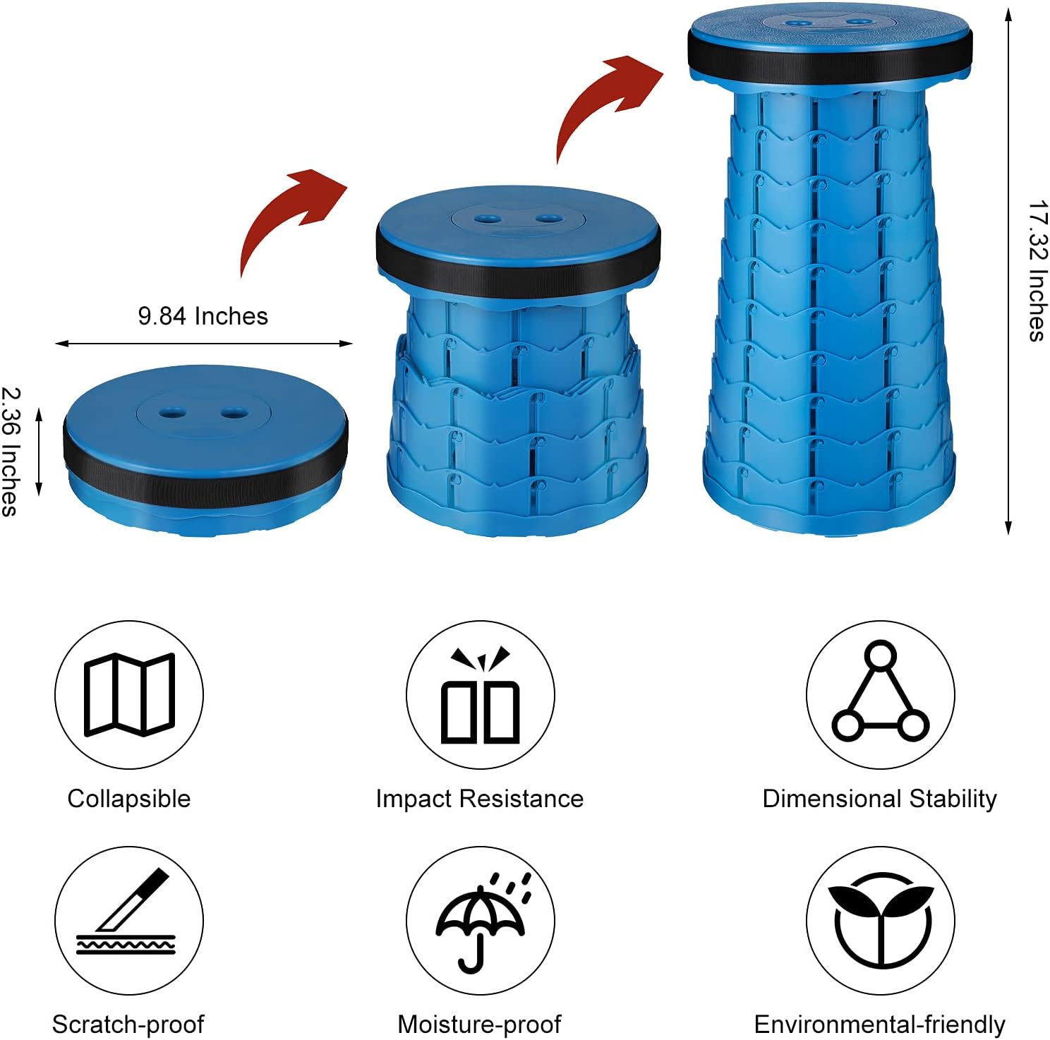 EasyOn EasyOff Folding Stool with Strap-on