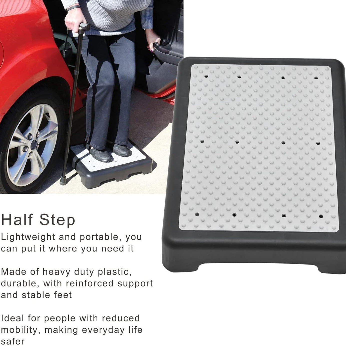 EasyOn EasyOff Non-Slip Plastic Half Step Stand (33cm x 42cm x 9cm)