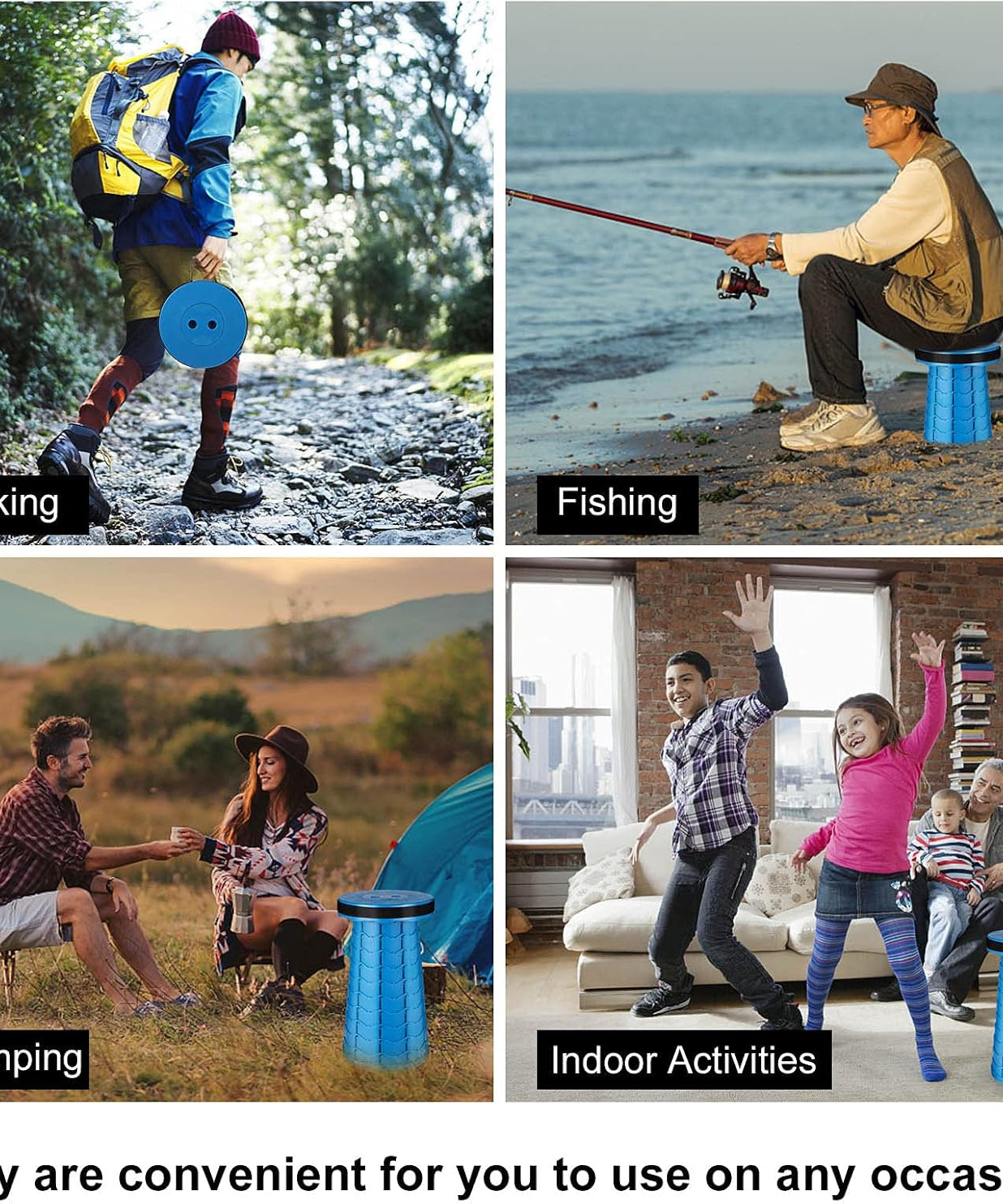 EasyOn EasyOff Folding Stool with Strap-on