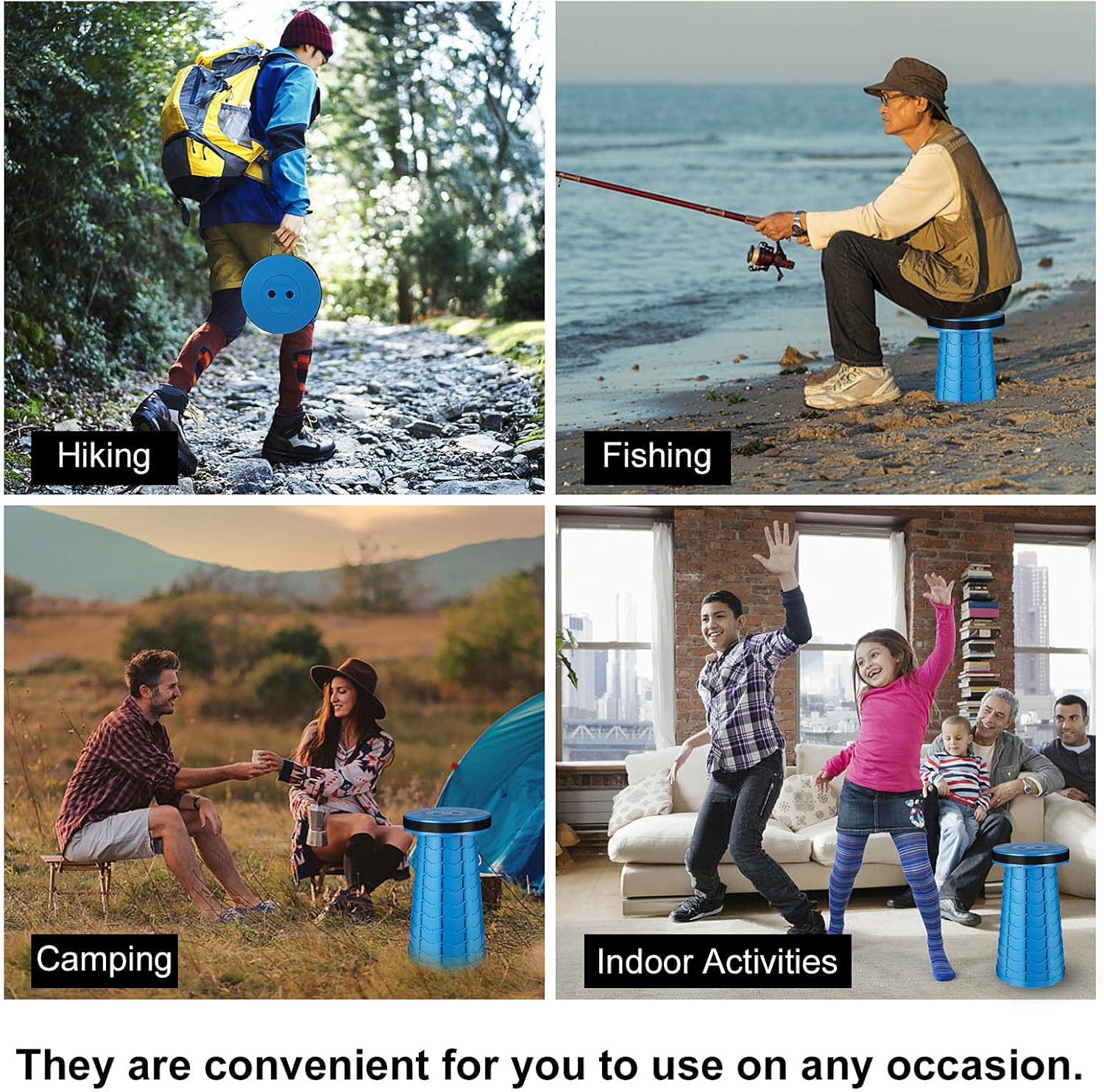 EasyOn EasyOff Folding Stool with Strap-on