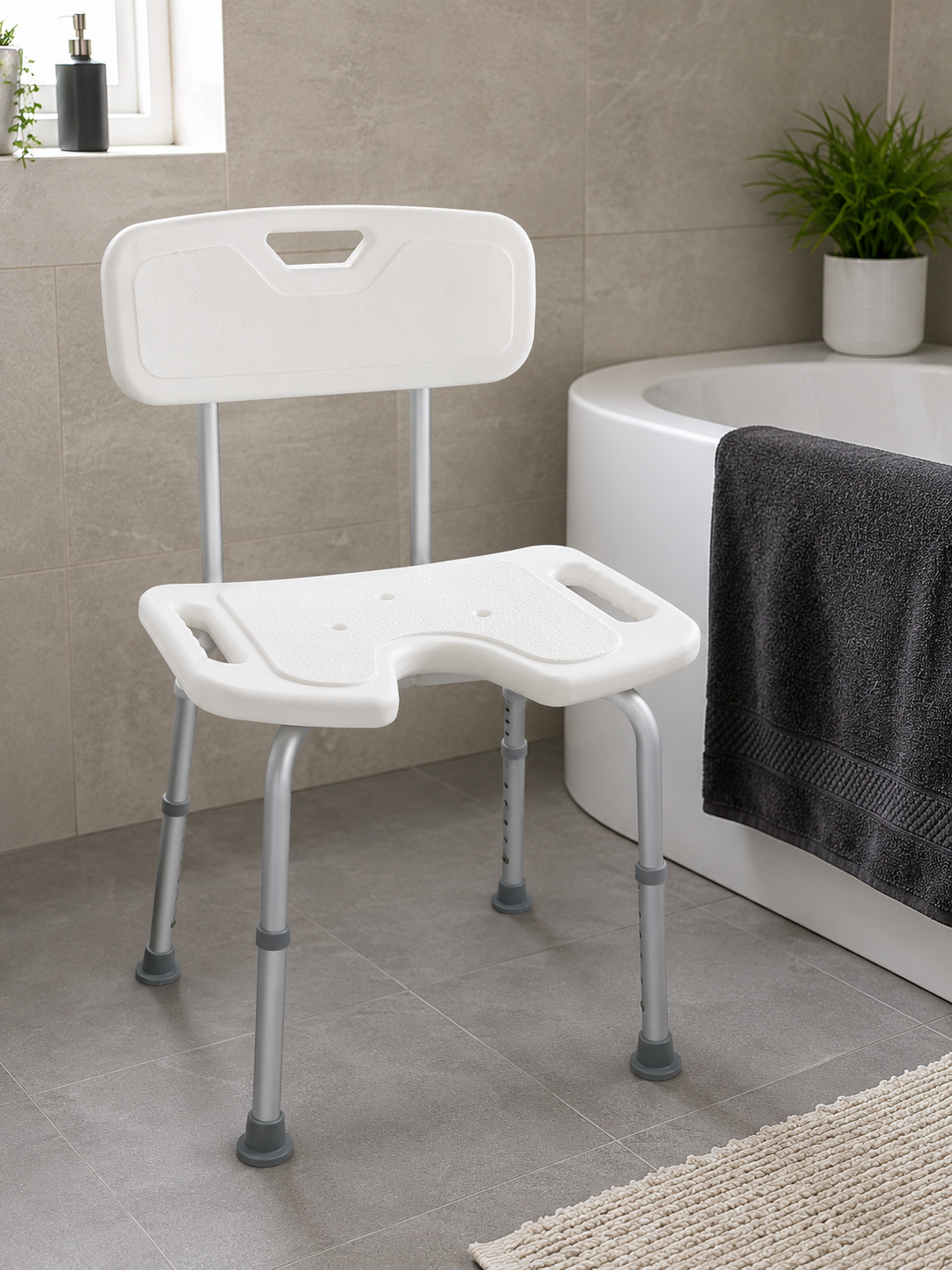 Adjustable Shower Chair with Backrest