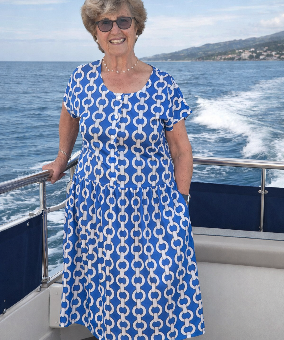 Chianti Chain Drop Waist Dress with Short Sleeve