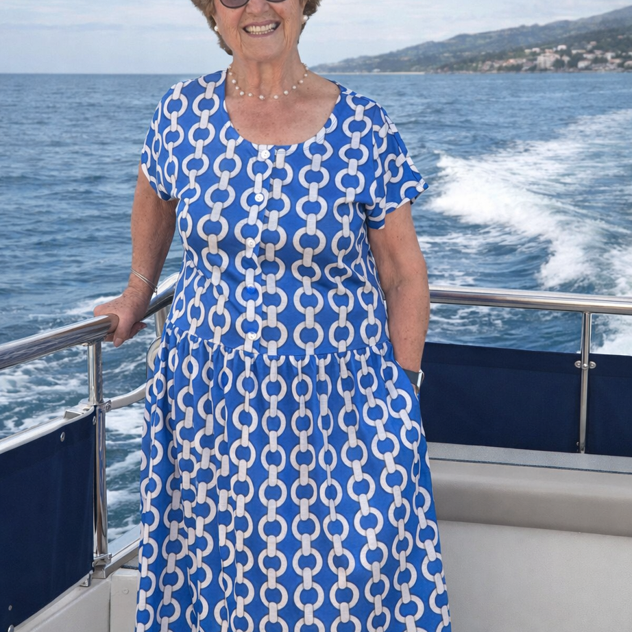 Chianti Chain Drop Waist Dress with Short Sleeve