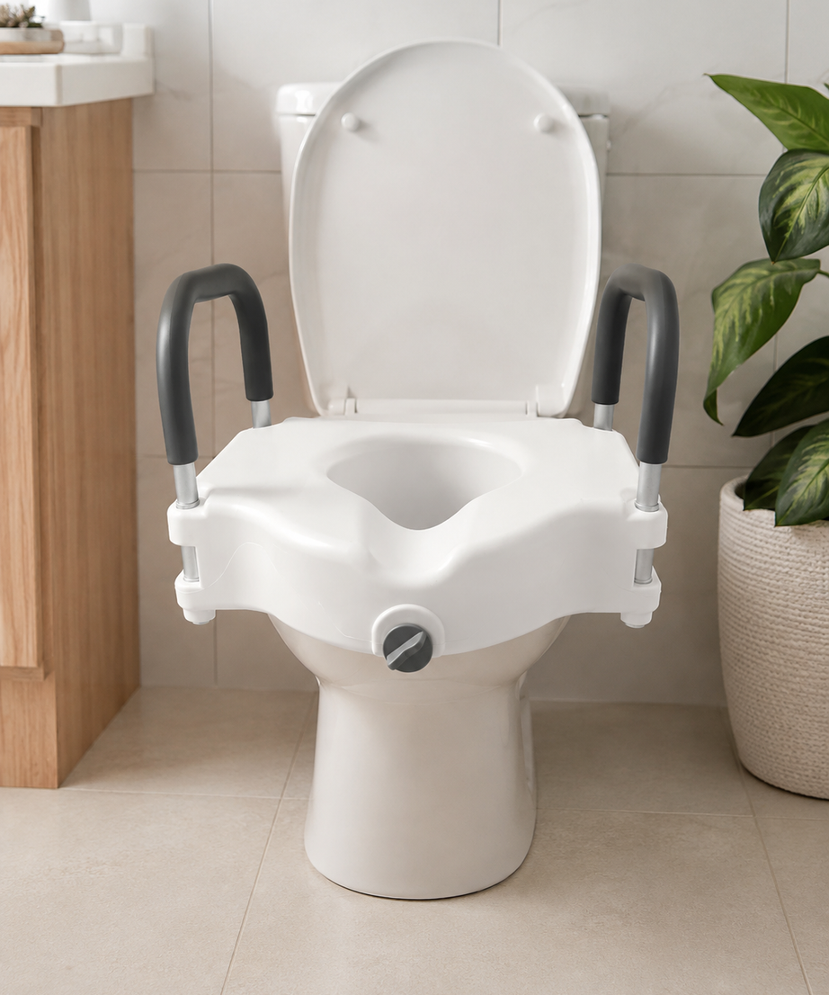 Raised Toilet Seat with Support Arms