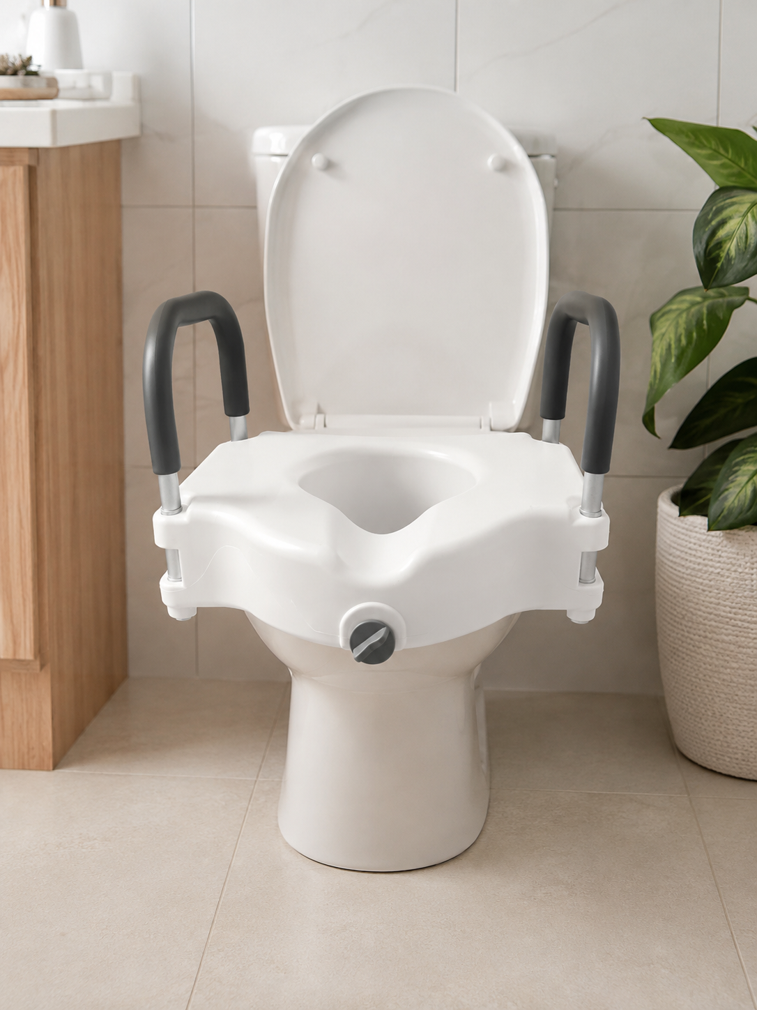 Raised Toilet Seat with Support Arms