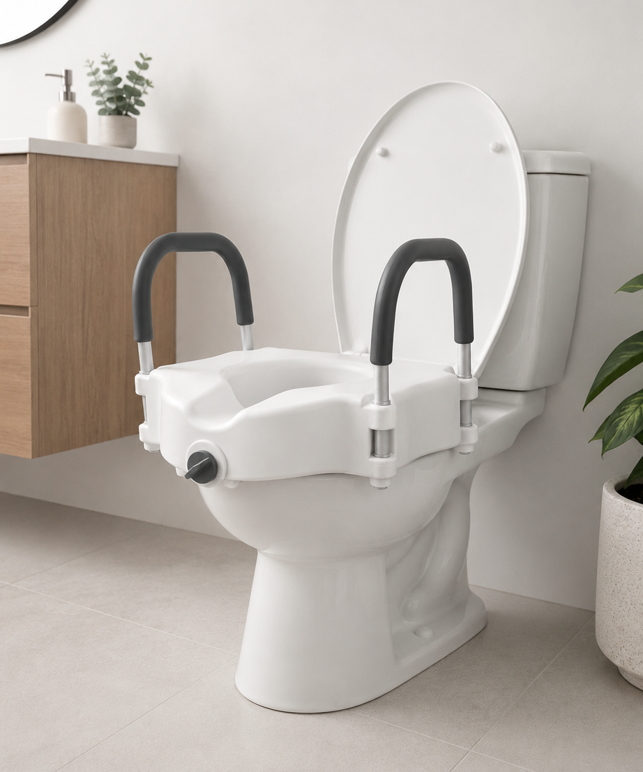Raised Toilet Seat with Support Arms