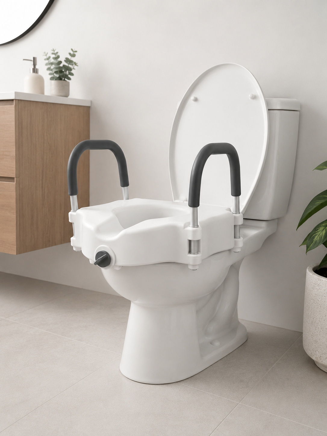 Raised Toilet Seat with Support Arms