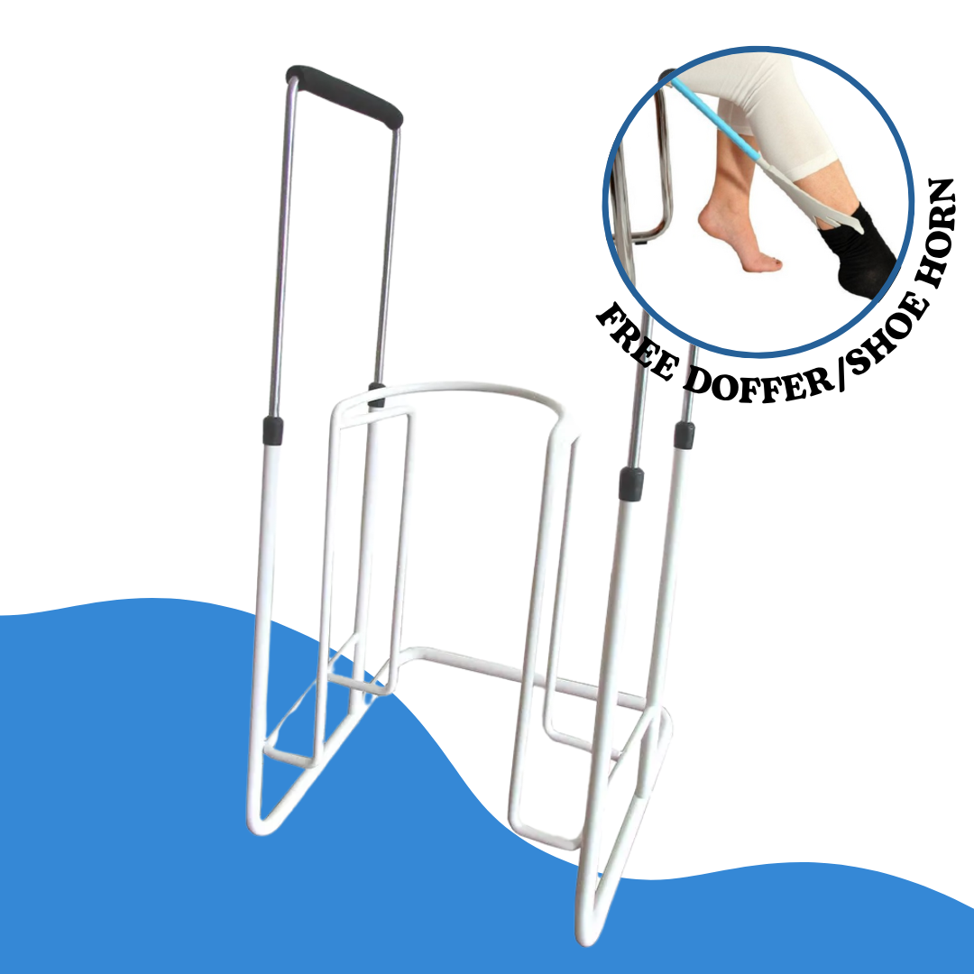 EasyOn EasyOff Deluxe Large Patented Stocking Donner with Extendable Handles with FREE Doffer (Value $29.95)