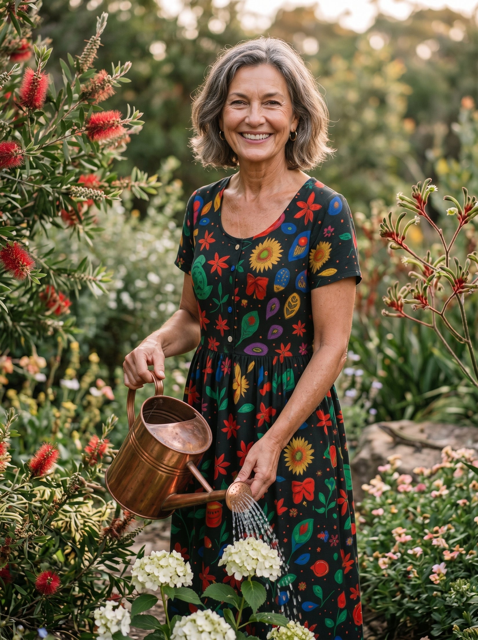 Tropical Garden Drop Waist Dress with Short Sleeve