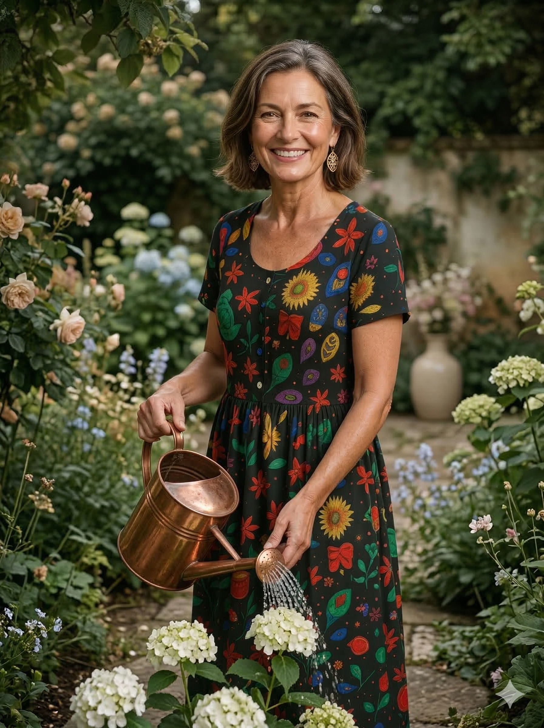 Tropical Garden Drop Waist Dress with Short Sleeve