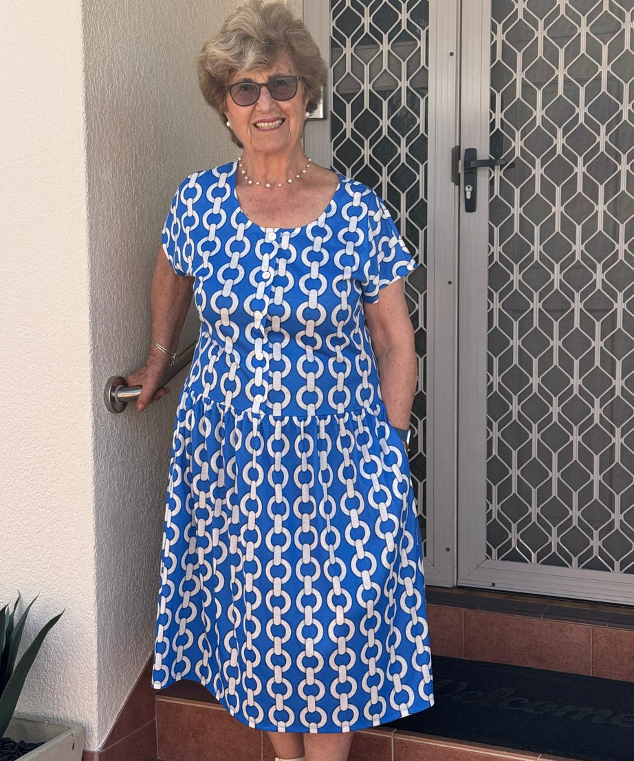 Chianti Chain Drop Waist Dress with Short Sleeve