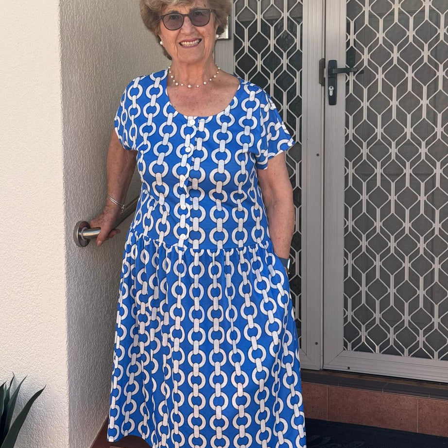 Chianti Chain Drop Waist Dress with Short Sleeve