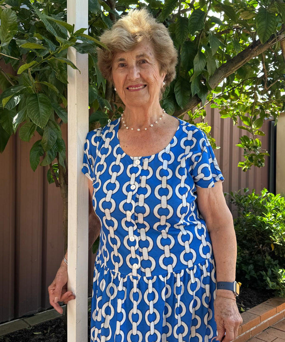 Chianti Chain Drop Waist Dress with Short Sleeve
