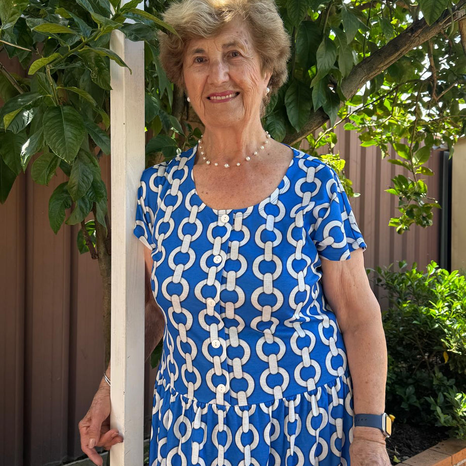 Chianti Chain Drop Waist Dress with Short Sleeve
