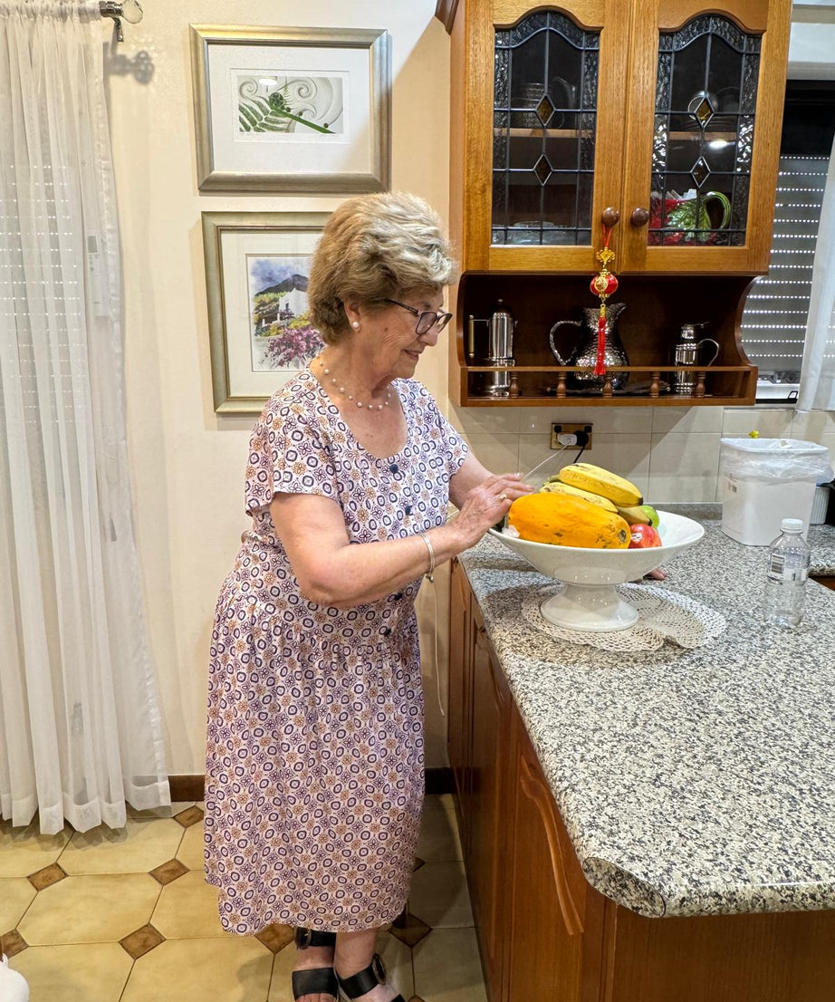 Purple Bouquet Drop Waist Dress with Short Sleeve