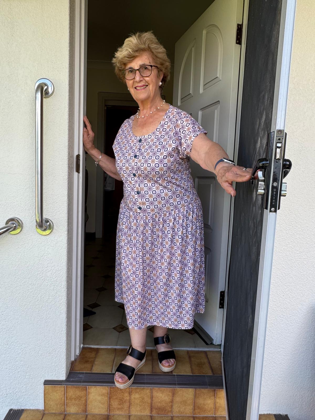 Purple Bouquet Drop Waist Dress with Short Sleeve