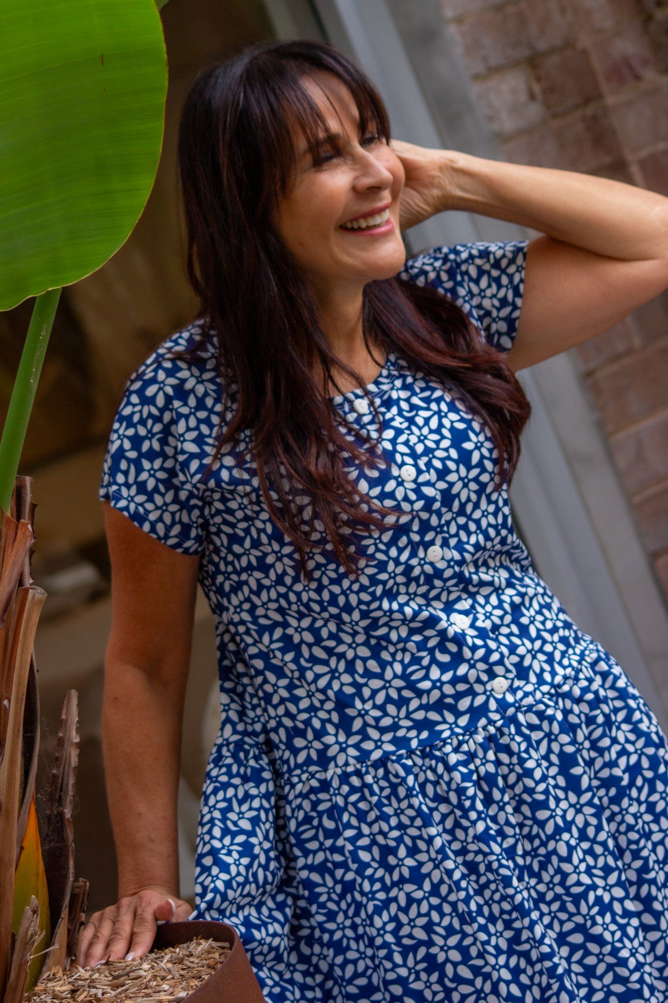 Petite Petal Drop Waist Dress With Short Sleeves