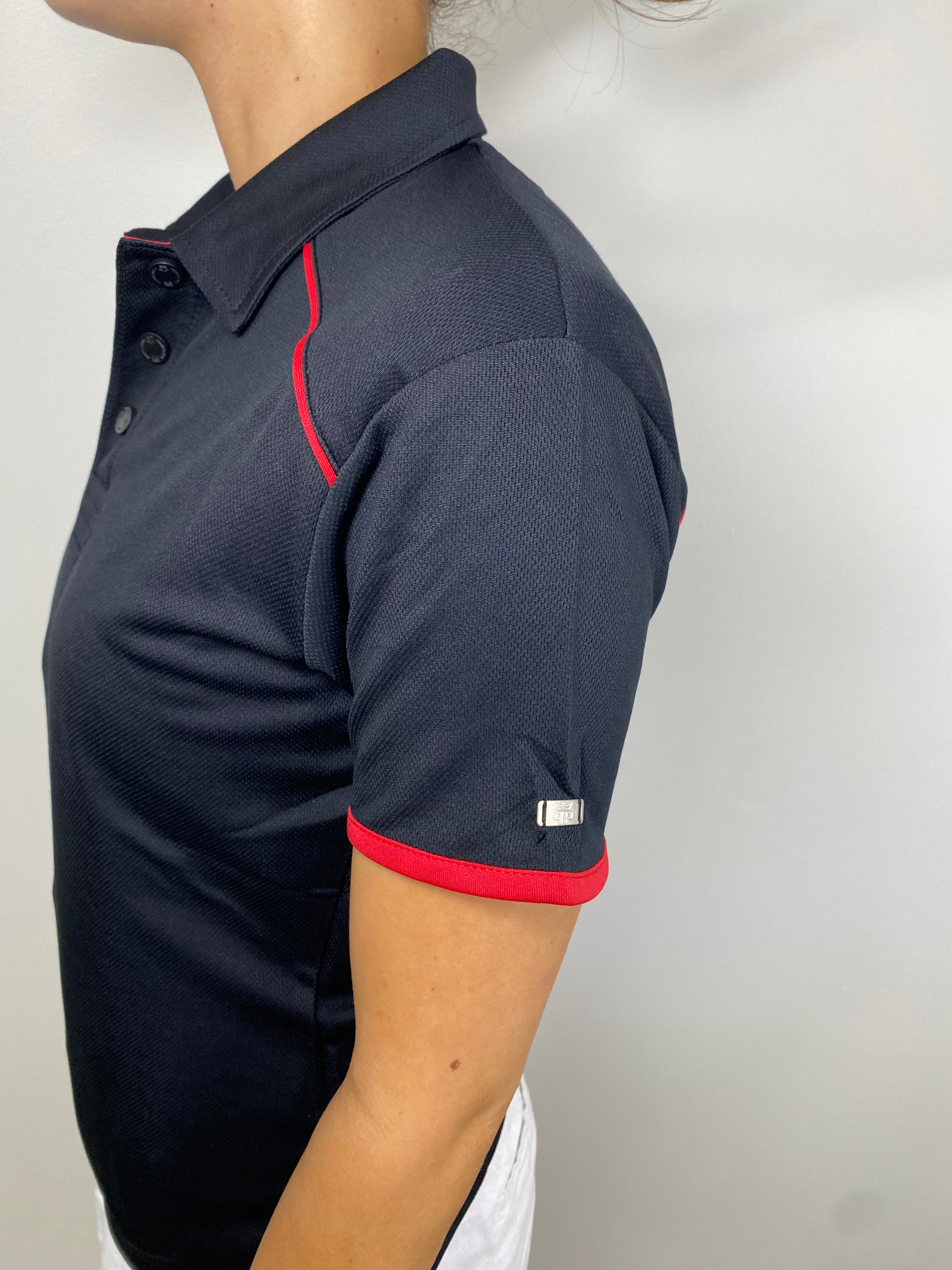 EasyOn EasyOff Black/Red Polo (Women)