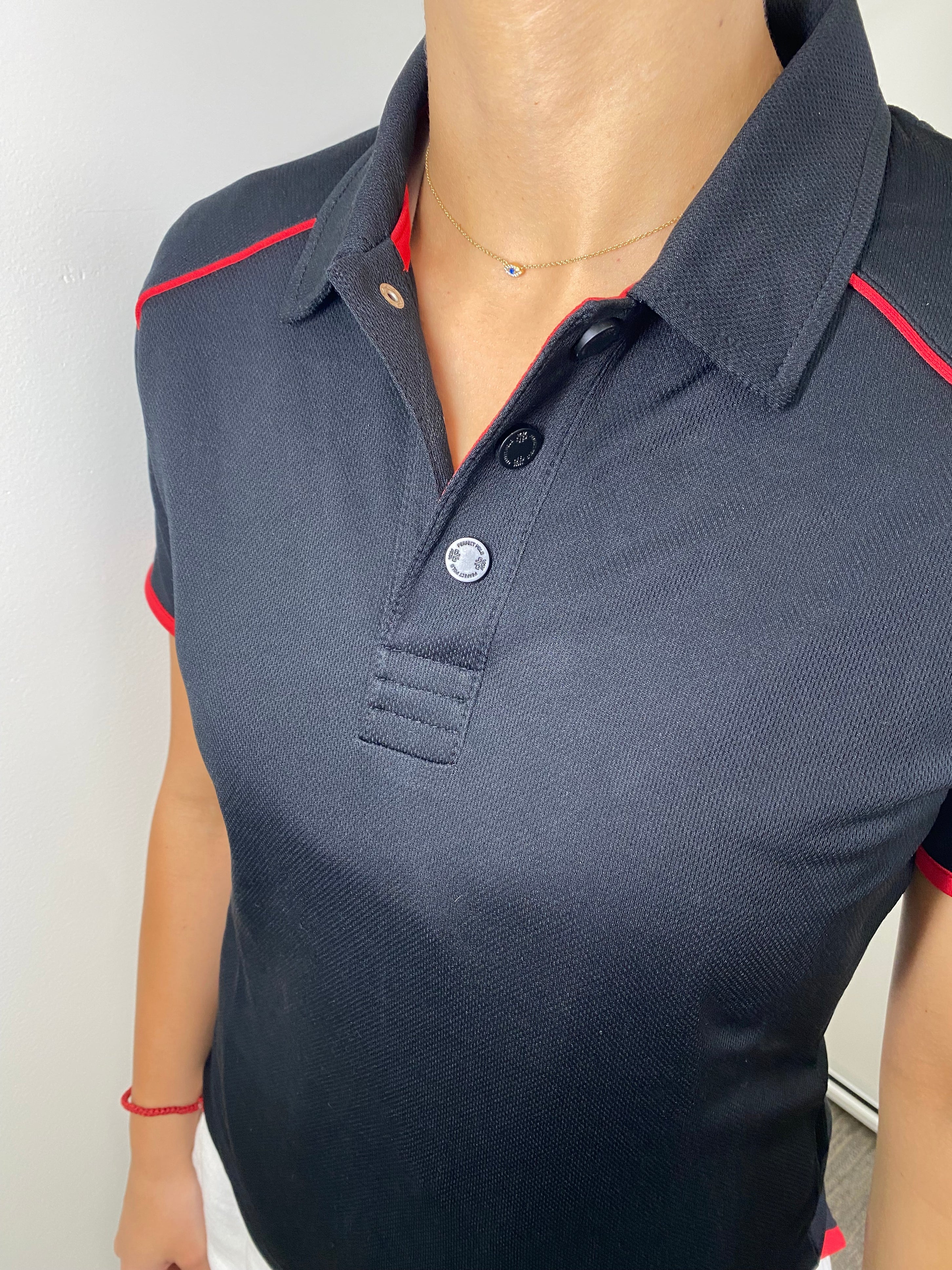 EasyOn EasyOff Black/Red Polo (Women)