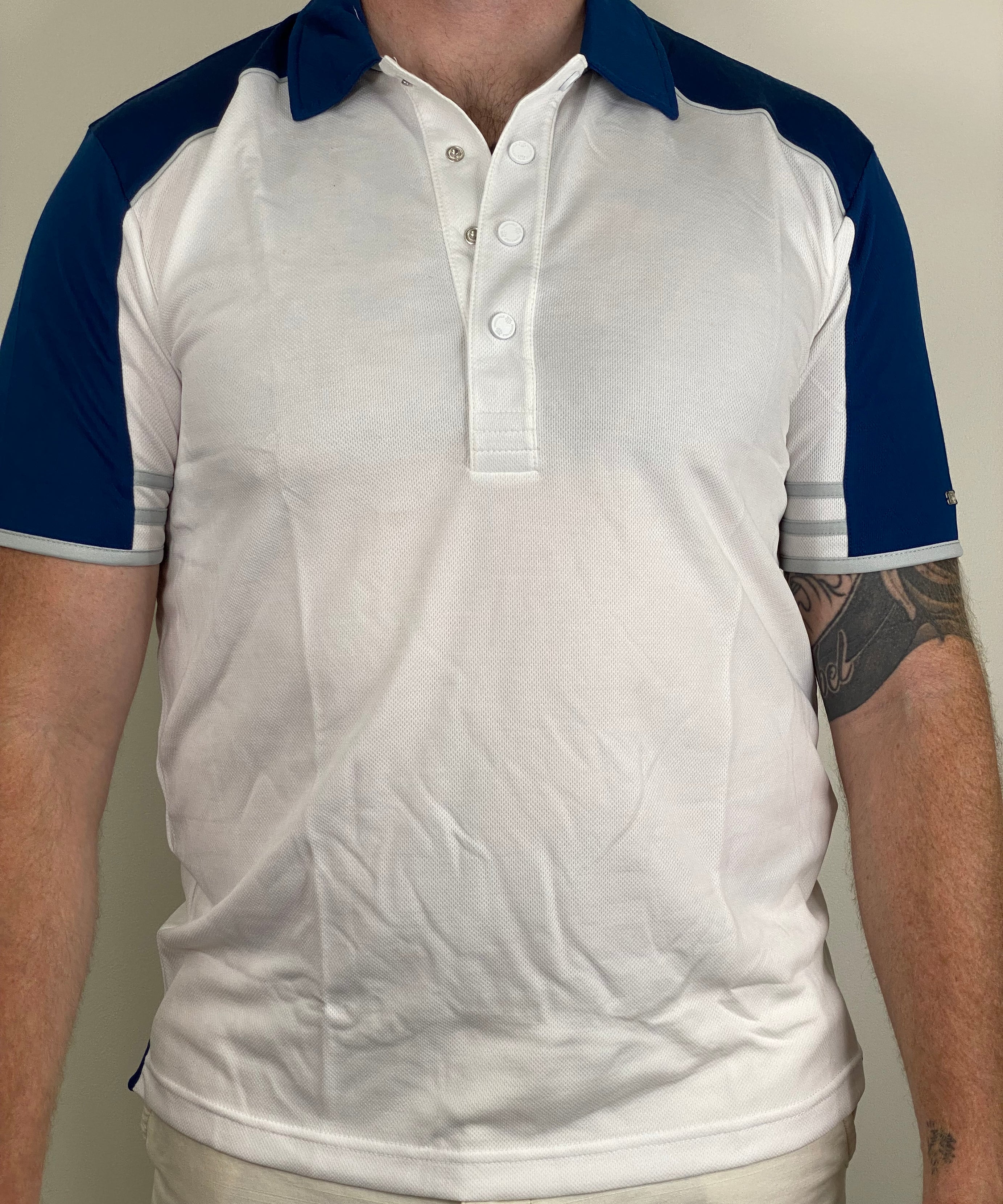 EasyOn EasyOff White/Navy Polo (Men)