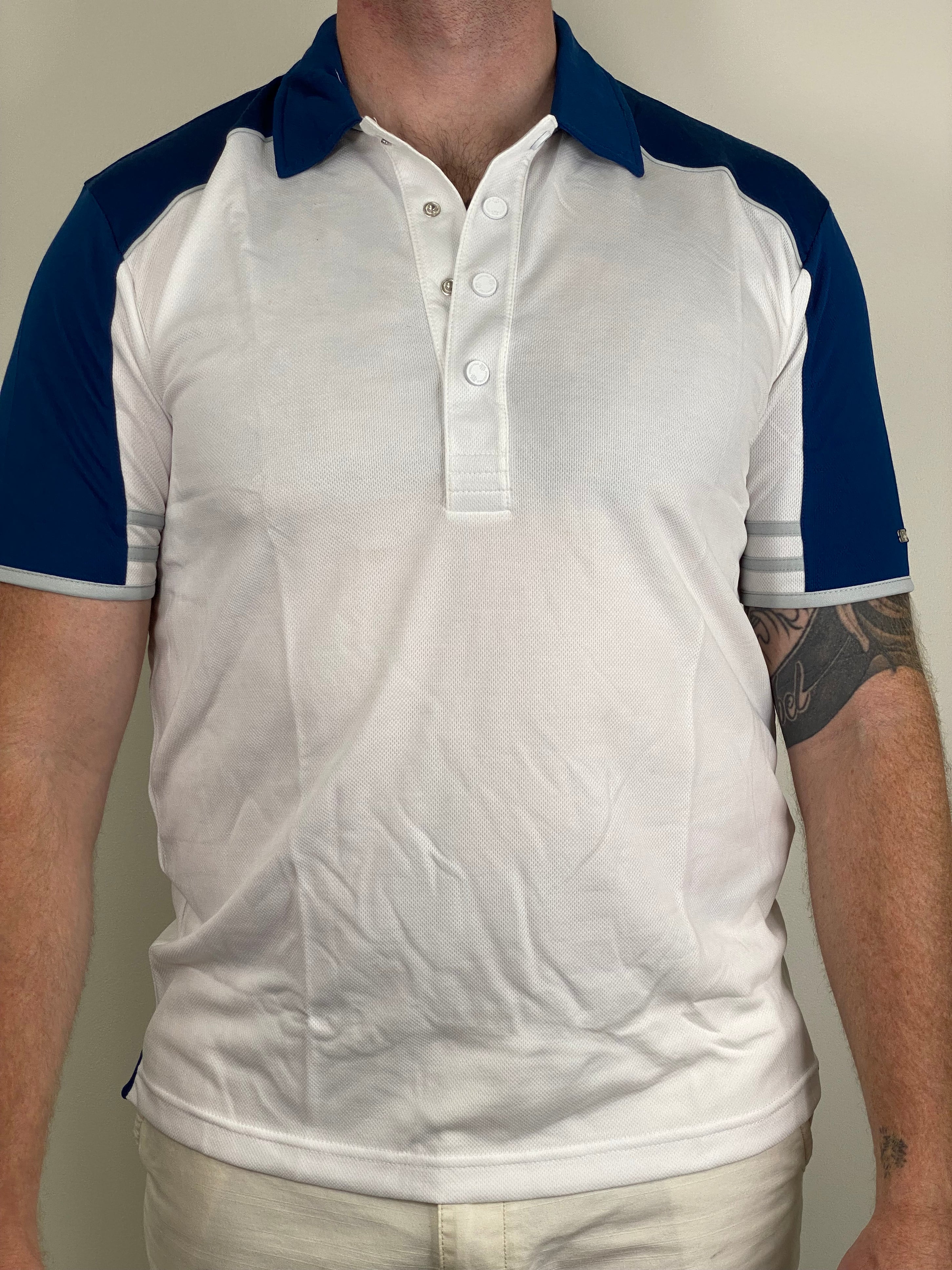 EasyOn EasyOff White/Navy Polo (Men)