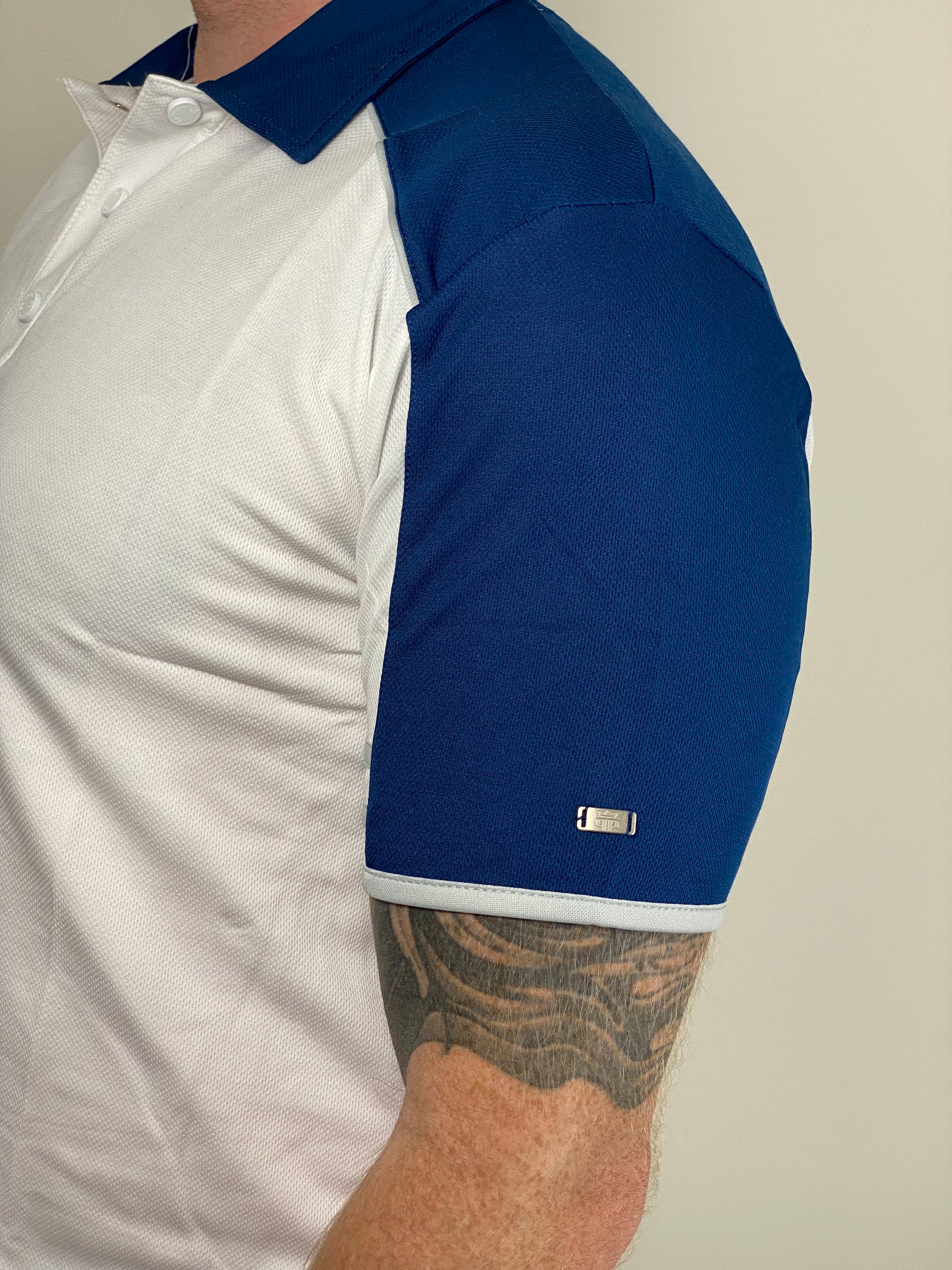 EasyOn EasyOff White/Navy Polo (Men)