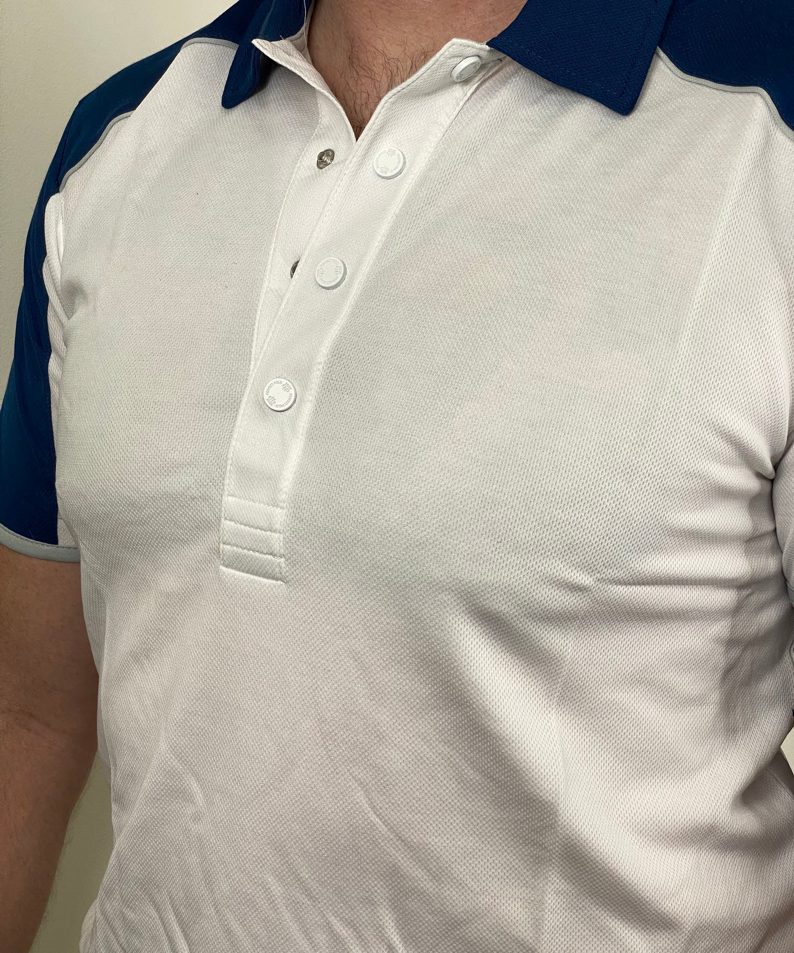EasyOn EasyOff White/Navy Polo (Men)