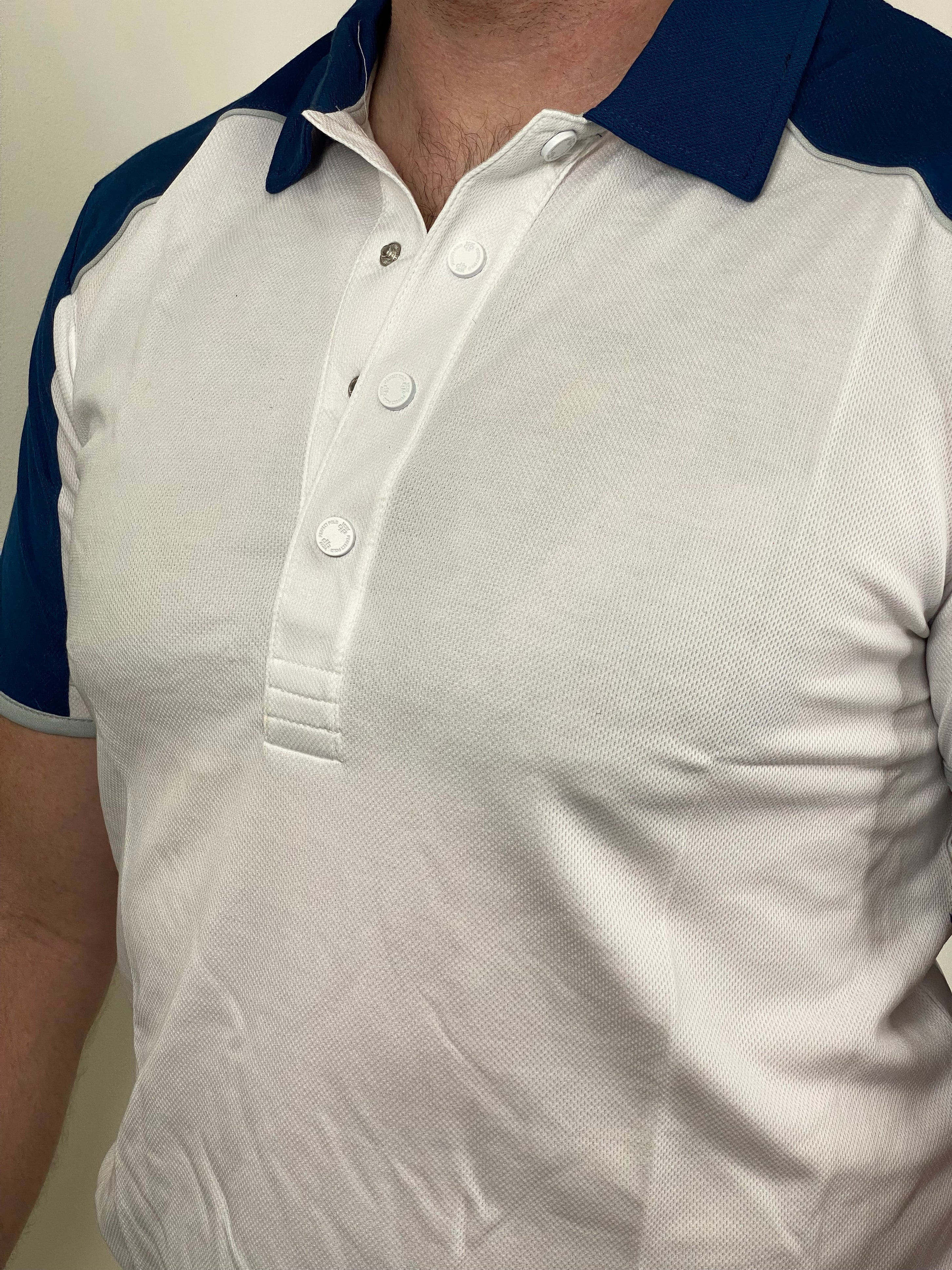 EasyOn EasyOff White/Navy Polo (Men)