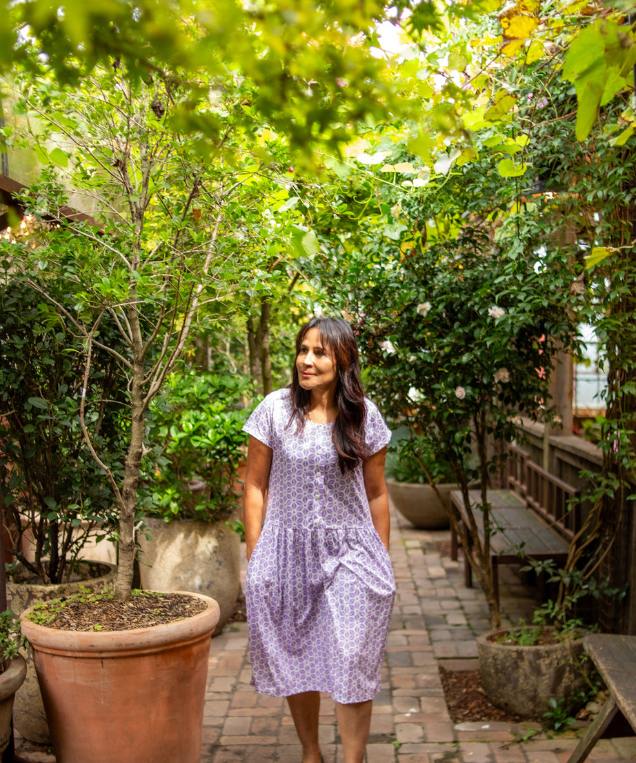 Diamond Belle Drop Waist Dress With Short Sleeves