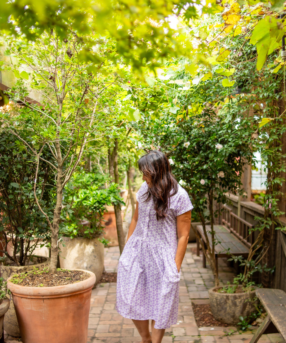 Diamond Belle Drop Waist Dress With Short Sleeves