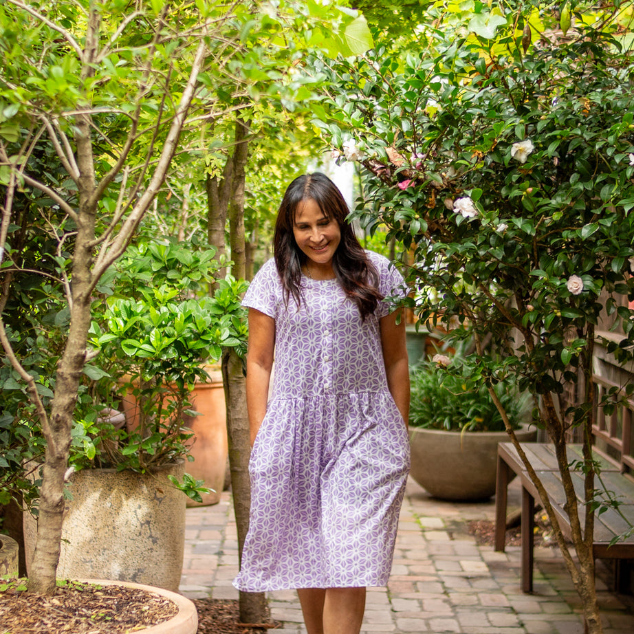 Diamond Belle Drop Waist Dress With Short Sleeves