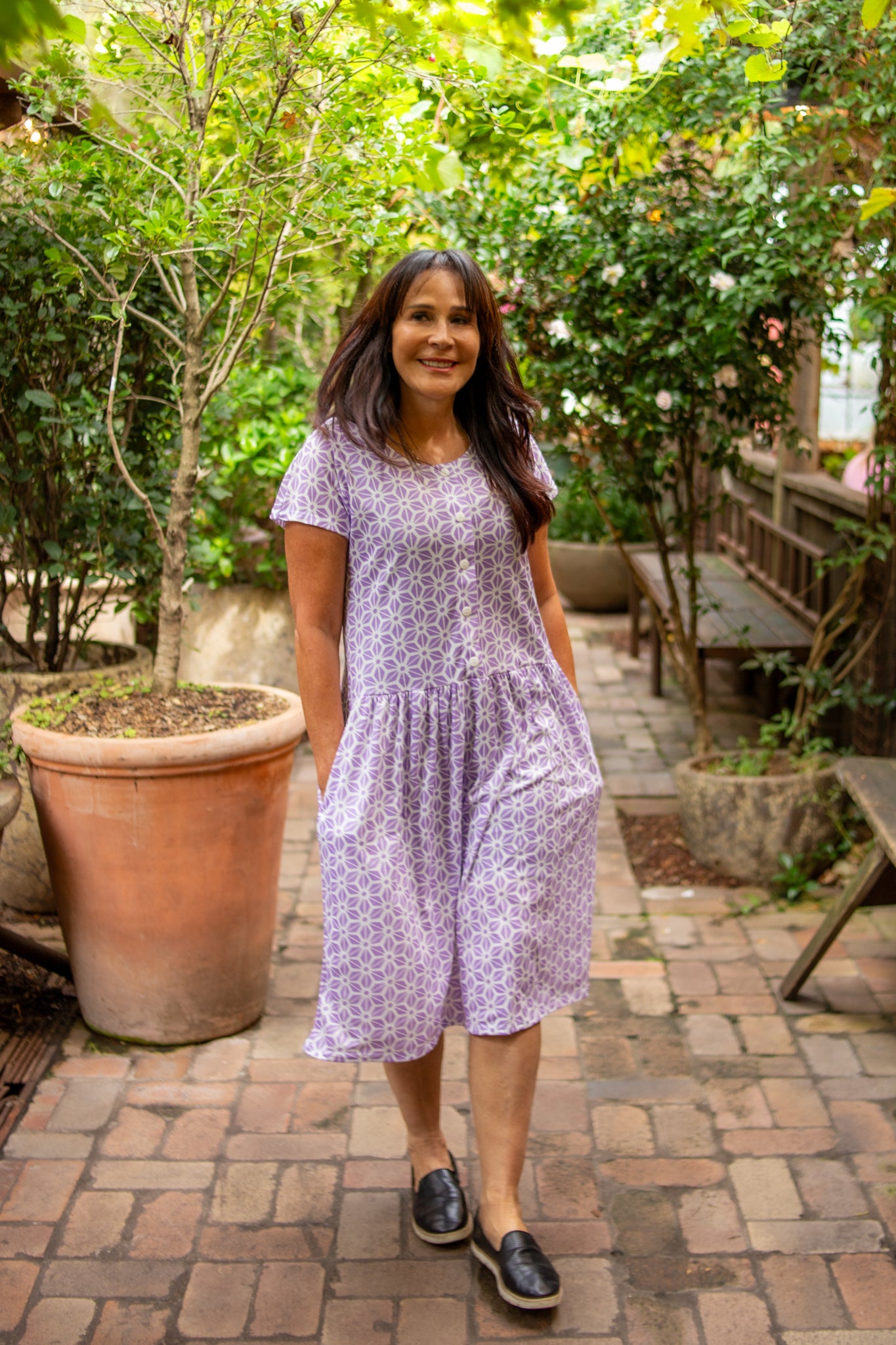 Diamond Belle Drop Waist Dress With Short Sleeves