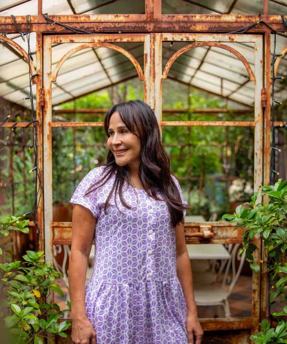 Diamond Belle Drop Waist Dress With Short Sleeves