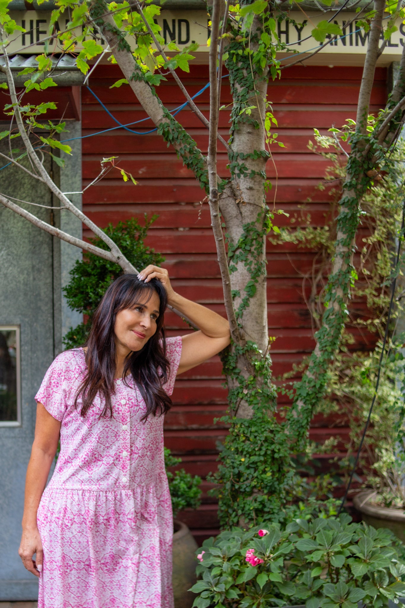 Portofino Pink Drop Waist Dress with Short Sleeve