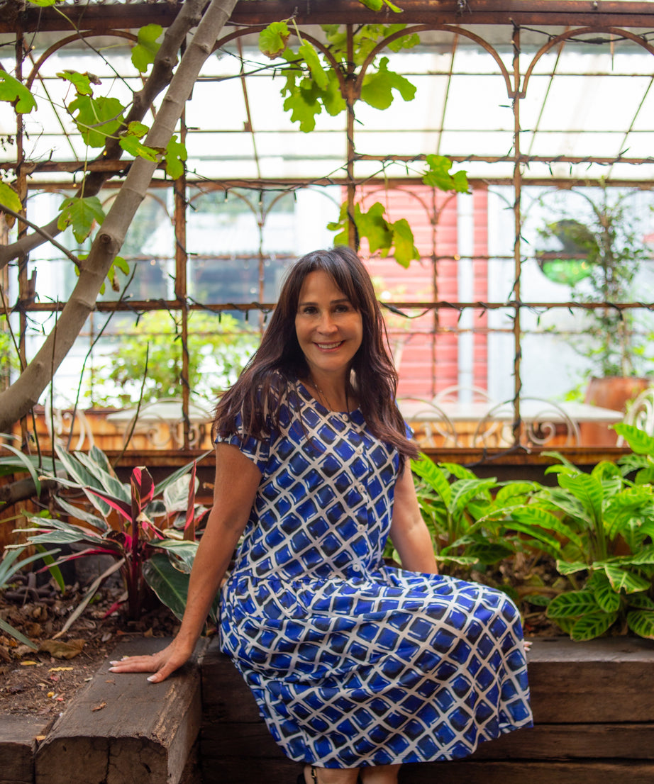 Niagra Navy Drop Waist Dress with Short Sleeves