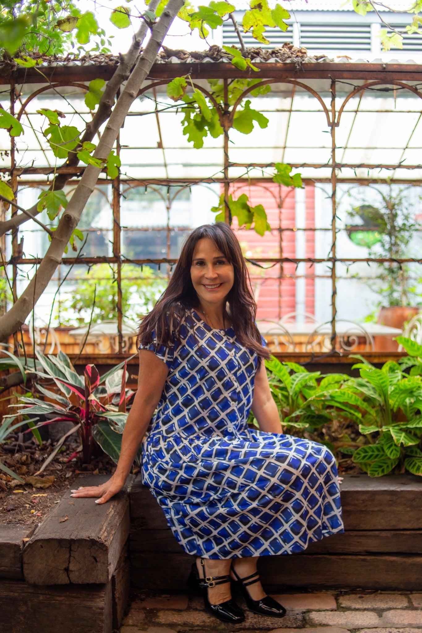 Niagra Navy Drop Waist Dress with Short Sleeves