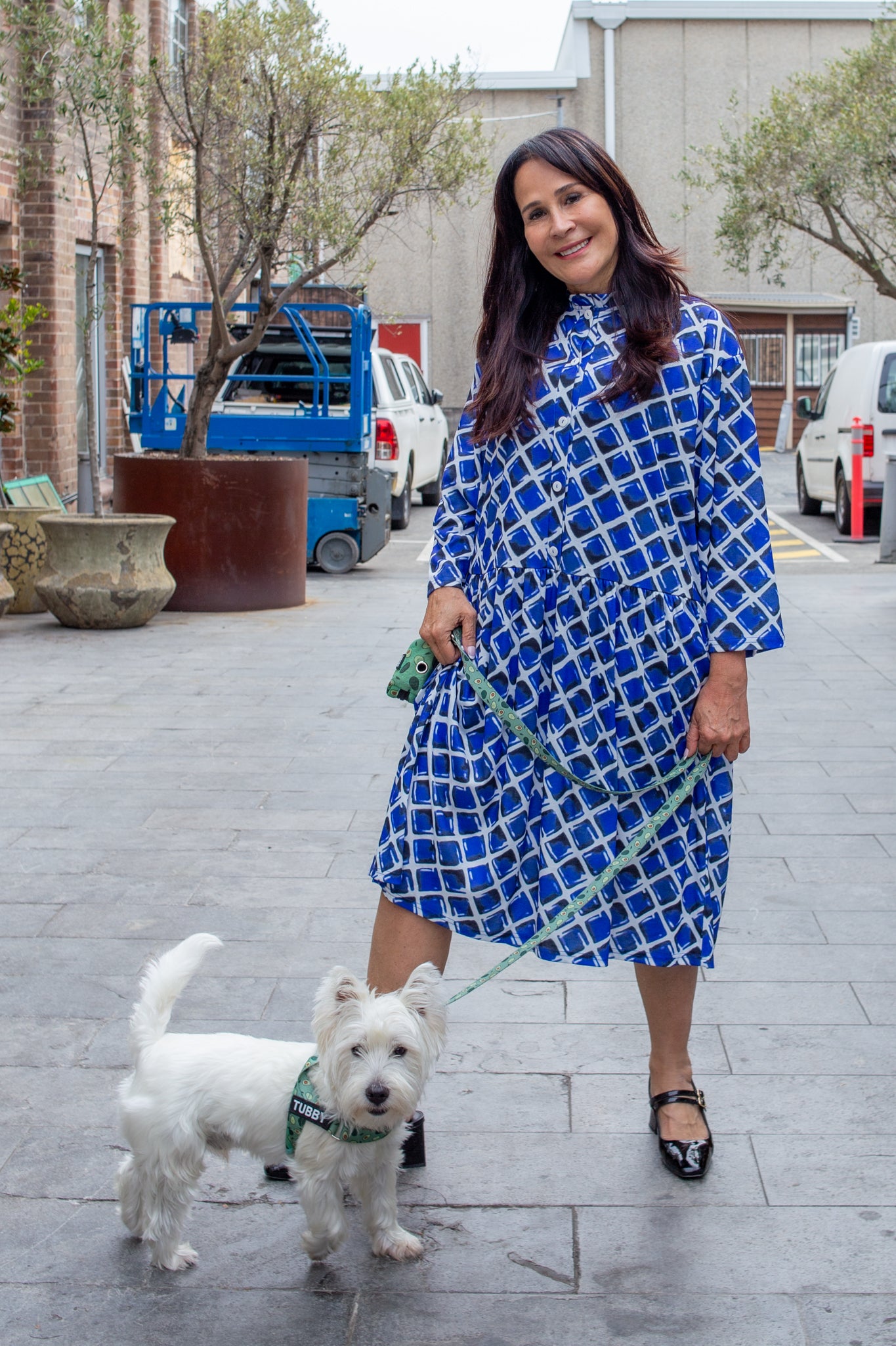L/S Niagra Navy Drop Waist Dress with Long Sleeves