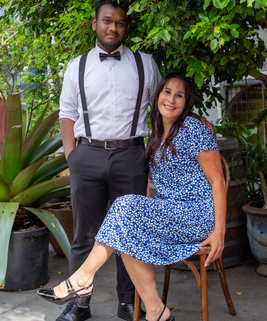 Petite Petal Drop Waist Dress With Short Sleeves