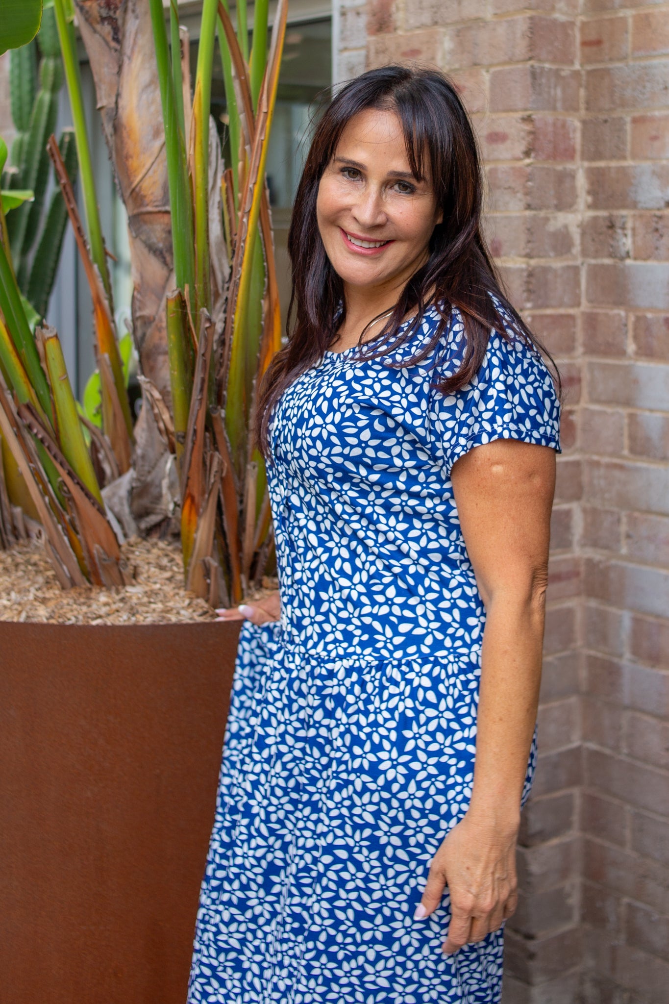 Petite Petal Drop Waist Dress With Short Sleeves