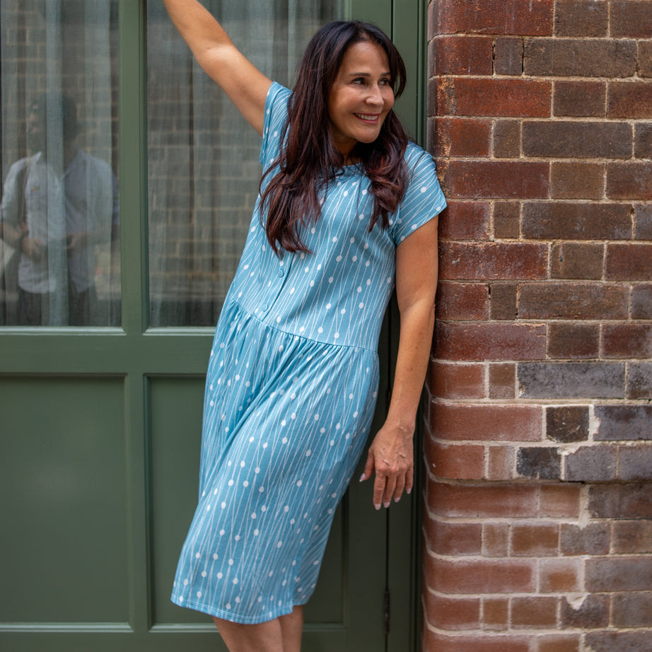 short sleeve drop waist dress Medium Wash Denim - Mini Dresses Available In Black Current Air Point Collar Short